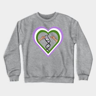 Genderqueer Pride Flag Knitted DNA Heart Crewneck Sweatshirt